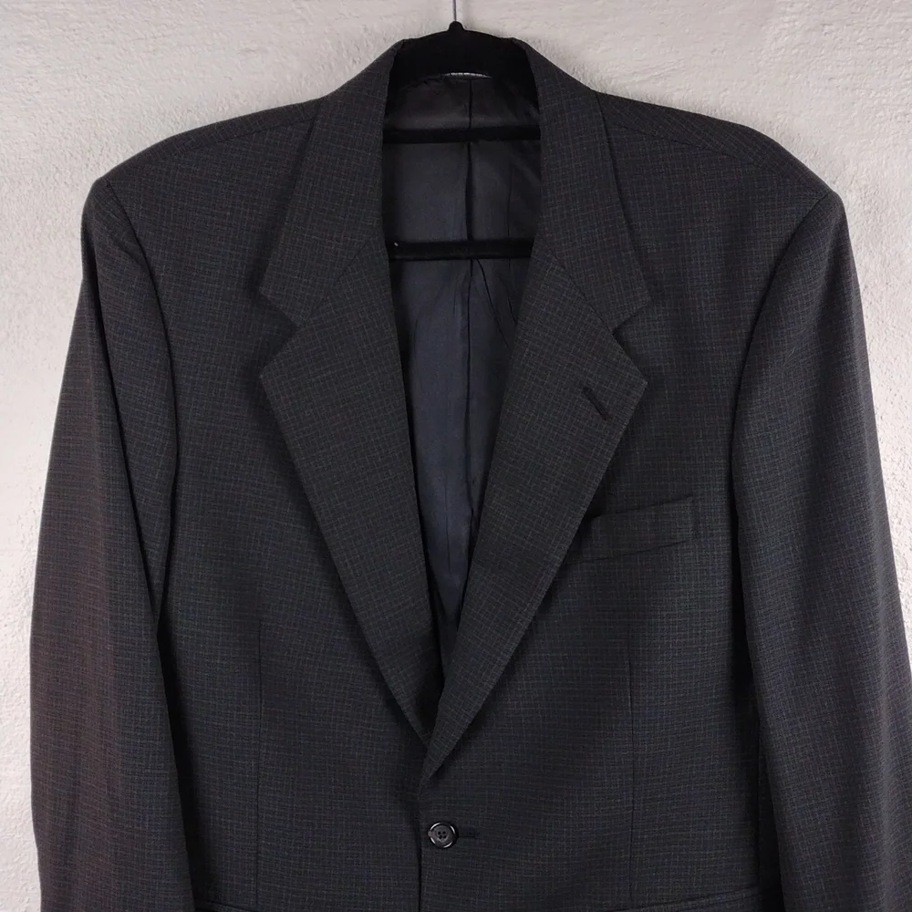 Burberry 100% Pure Wool Black Plaid One Notched Single-Breasted Dress Coat